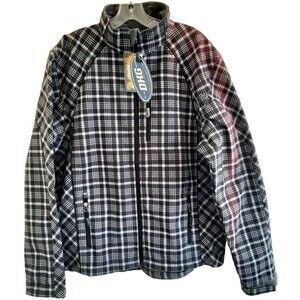 NWT Dutch Harbor Plaid Fleece Jacket Lined Men's Large Gray Black Waterproof